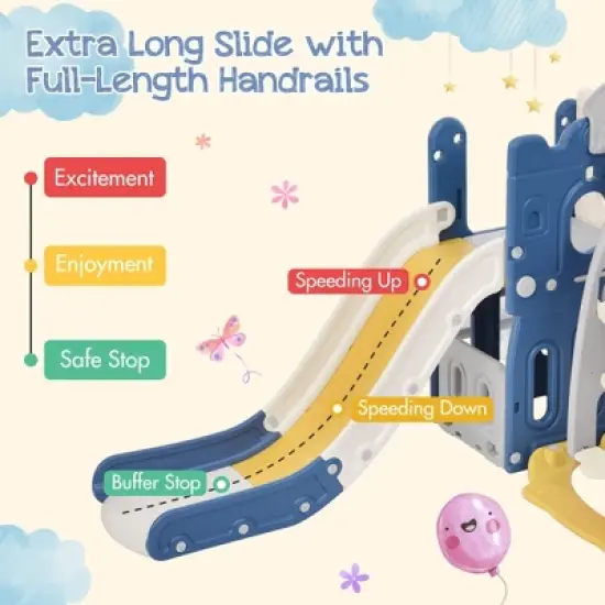 Garvee 5 In 1 Toddler Slide Playset, Kids Slide for Toddlers Age 1-3, Toddler Climber Slide With Basketball Hoop for Outdoor Indoor image {2}