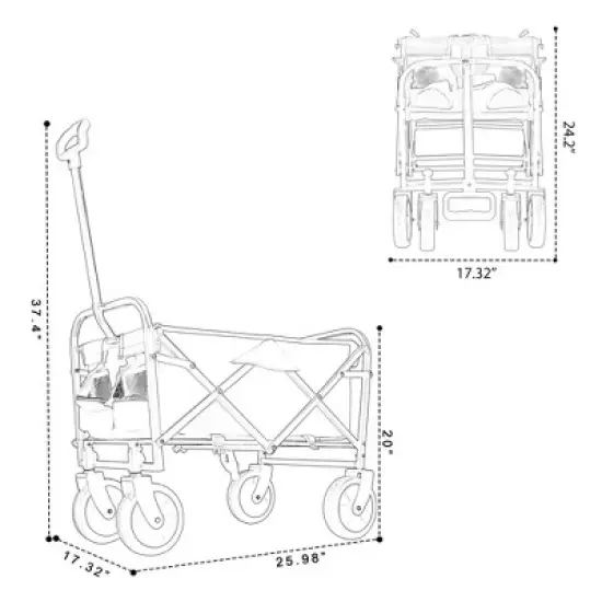 NAYSAYE Wagon Collapsible Utility Cart with Strapping System and Plastic Liner Set for Outdoors, Green, 25.98"*17.32"*37.4" image {2}
