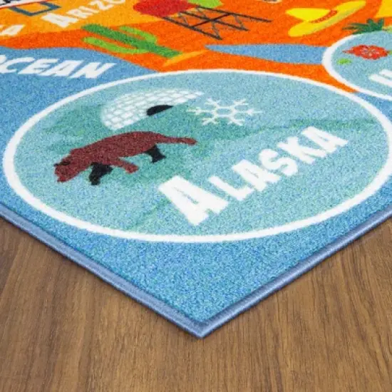KC Cubs: Educational Rug: USA Map, 5x7' Playmat image {6}
