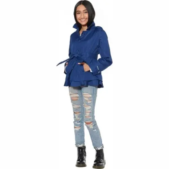 LONDON FOG Girls' Lightweight Hooded Trench Dress Jacket image {3}