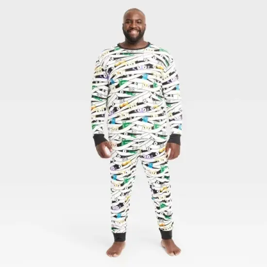 Men's Glow-In-The-Dark Mummy Halloween Matching Family Pajama Set - Hyde & EEK! Boutique&trade; White image {5}