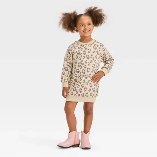 Grayson Mini Toddler Girls' Leopard Fleece Crew Dress image {3}