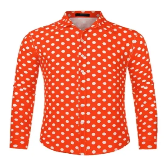 Lars Amadeus Men's Button Down Long Sleeves Casual Polka Dots Print Shirts image {10}