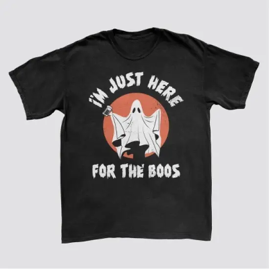 Men's IML Here For the Boos Short Sleeve Graphic T-Shirt - Black - Halloween image {3}