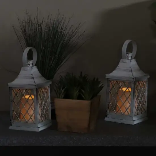Sunnydaze 10" Ligonier White Traditional Style Plastic and Glass Battery Operated Indoor LED Candle Lantern 4pk image {8}