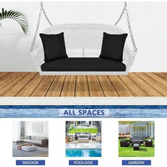 HomeStock White Wicker Porch Swing image {3}