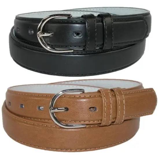 CTM Women's Leather 1 1/8 Inch Dress Belt (Pack of 2 Colors) image {3}
