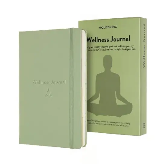 Moleskine Guided Journal 5.12"x8.25" Wellness: Hard Cover, Adult Wellness Notebook, 400 Pages, Elastic Closure, Light Green image {1}