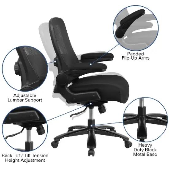 Flash Furniture HERCULES Series Big & Tall 500 lb. Rated Mesh Executive Swivel Ergonomic Office Chair with Adjustable Lumbar image {2}
