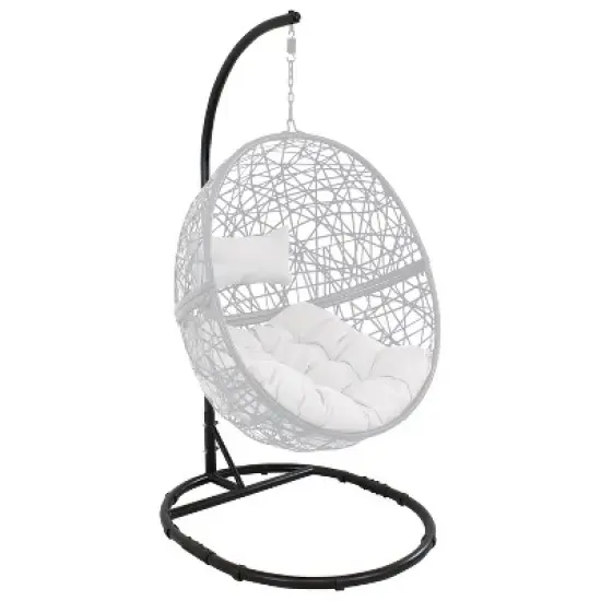 Sunnydaze Durable Indoor/Outdoor Egg Chair Stand with Extra-Wide Round Base, Hardware and Powder-Coated Finish - 76" H - Black image {4}