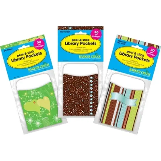 3pk 30ea Earth Day Peel & Stick Library Pockets - Barker Creek: Educational Teaching Aid for All Ages, 90 Pieces image {4}