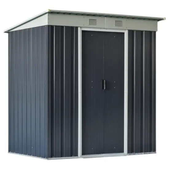 CAVINAS 6' x 4' Outdoor Storage Shed with Double Sliding Doors and 2 Air Vents for Backyard, Patio image {1}