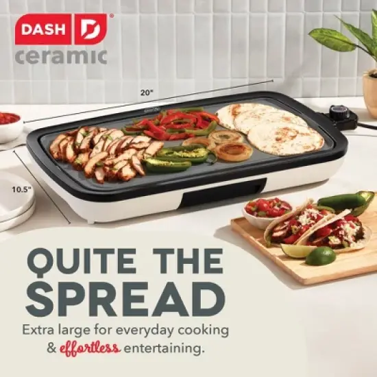 Dash Nonstick Ceramic Electric Flat Top Griddle Cream image {1}