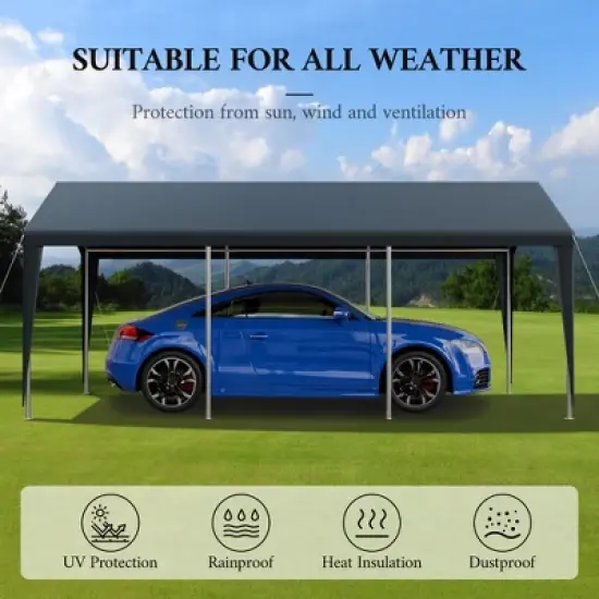 YARDSIGHT Heavy Duty Portable Carport Garage with Removable Sidewalls, Roll-up Doors & Windows for Car, SUV, Truck, Boat - Durable & Versatile image {4}