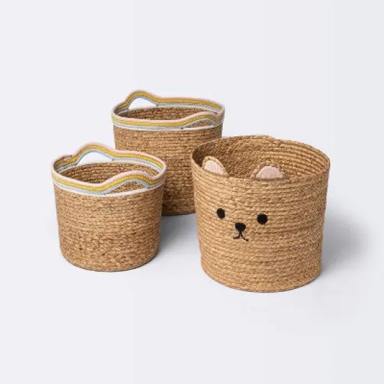 Woven Animal Round Storage Bin - Cloud Island&trade; Bear image {3}