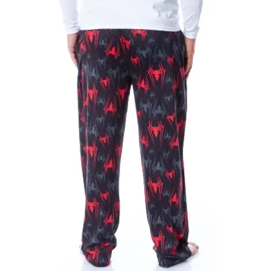 Marvel Mens' Spider-Man Vintage Superhero Icon Sleep Pajama Pants Black image {3}