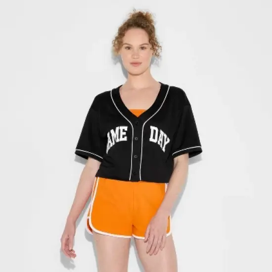 Women's Game Day Cropped Elbow Sleeve V-Neck Athletic Jersey - Wild Fable&trade; image {1}