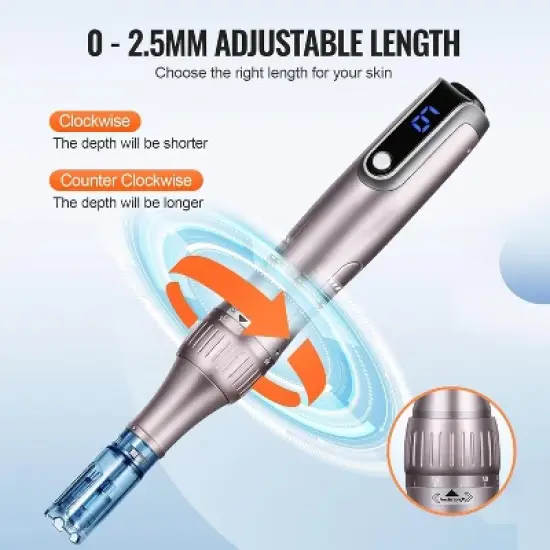 YEVYO Electric Microneedle Derma Roller Pen with 15pcs Replacement Kit - Microneeding 0.25 mm Derma Roller Beauty Pen for Women Men Tools - Grey image {3}