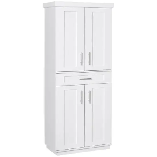 HOMCOM Modern Kitchen Pantry Freestanding Cabinet Cupboard with Doors and Drawer, Adjustable Shelving image {9}