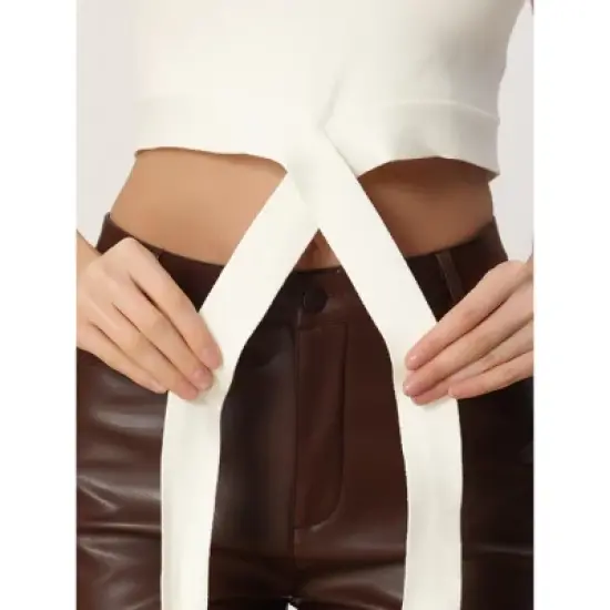 Allegra K Women's Casual Tied Back Knitted Cropped Sleeveless Tank Top Sweater Vest image {4}