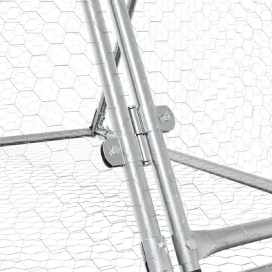 vidaXL Rabbit Hutch Animal Enclosure Bunny House Silver Galvanized Steel - 78.7" x 41.3" x 35.8" image {8}