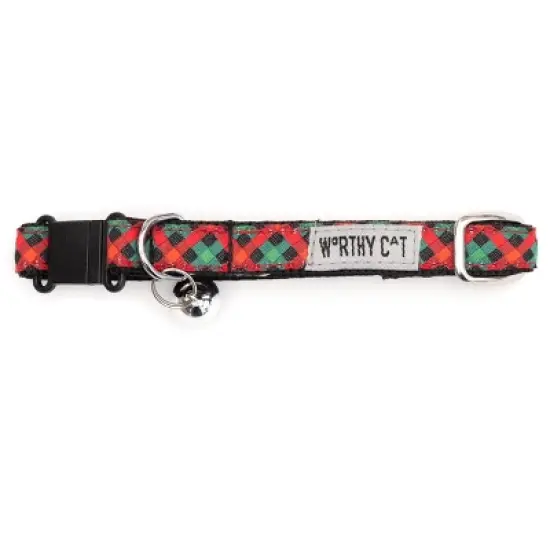 The Worthy Dog Holiday Check Breakaway Adjustable Cat Collar image {2}