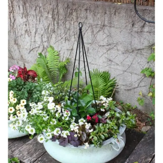 ACHLA Designs 2pk 34" Wrought Iron Outdoor Garden Container Trellis Black Powedercoated image {2}