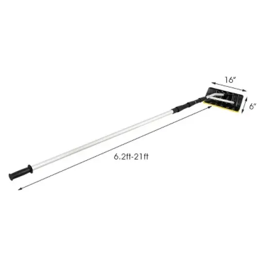 Costway 21FT Telescoping Snow Roof Rake Large Poly Blade Aluminum Tube Non-Slip Handle image {8}