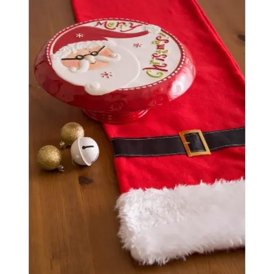 Design Imports  Christmas Embellished Table Runner, Red Santa Claus Belt, 14X72" image {3}