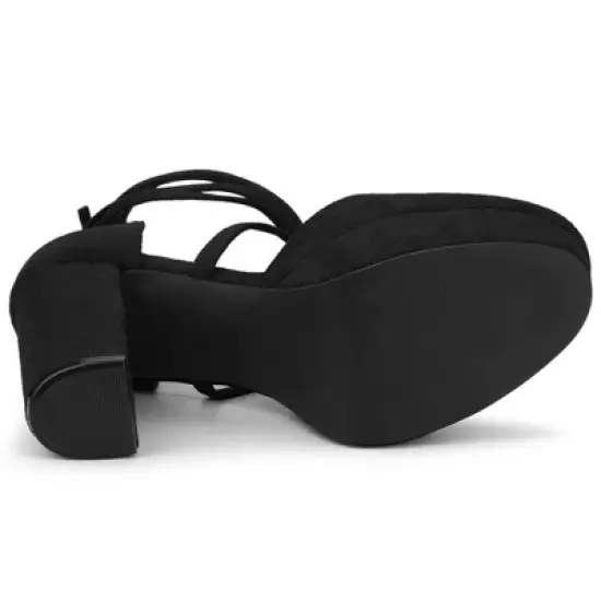 Allegra K Women's Platform Block Heel Lace Up Pumps Sandals image {4}