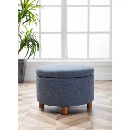 Large Round Storage Ottoman with Lift Off Lid - WOVENBYRD image {5}