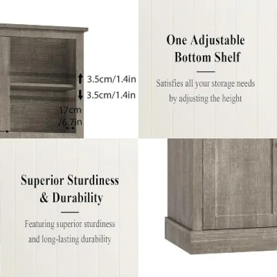 GustoWave 5-door Kitchen Pantry Cabinet, 71" Tall Storage Pantry with Microwave Stand, Modern Kitchen Hutch Cabinet, Rustic Grey image {5}