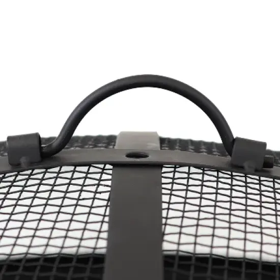 Sunnydaze Outdoor Camping or Backyard Large Fire Pit Bowl with Spark Screen, Log Poker, and Metal Wood Grate - 30" - Bronze image {4}