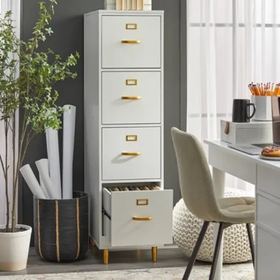 Dixie 4 Drawer Filing Cabinet White - Buylateral image {2}