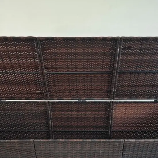 Outsunny 175 Gallon Outdoor Storage Box with Inner Liner, PE Rattan Wicker Deck Box with Pneumatic Bar Lift image {4}