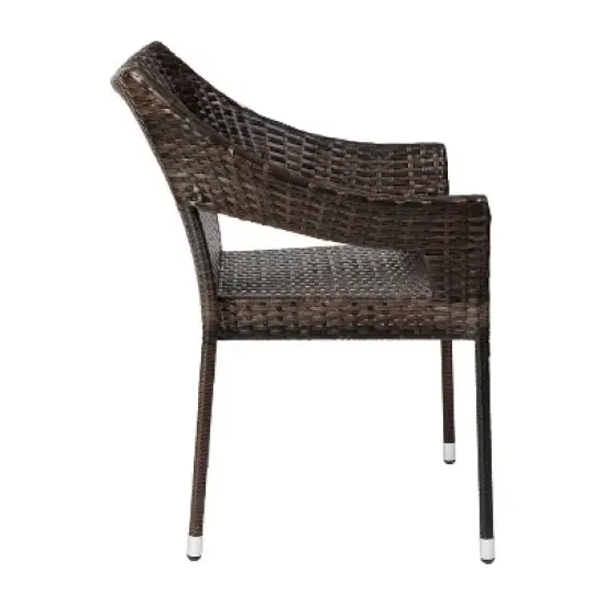 Merrick Lane Weather Resistant Indoor/Outdoor Stacking Patio Dining Chair with Steel Frame and PE Rattan image {9}