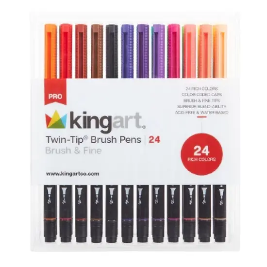 KINGART PRO Twin-Tip Brush Pens 24 Colors image {7}