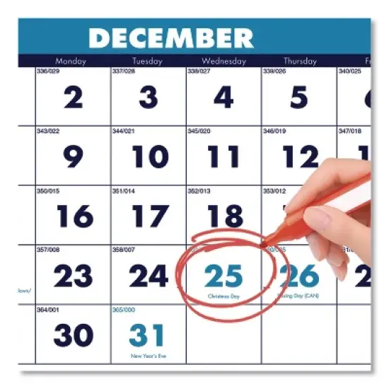 Recycled Three-Month Format Wall Calendar, Horizontal Orientation, 17 x 8, White Sheets, 14-Month: Dec 2025 to Jan 2027 image {3}