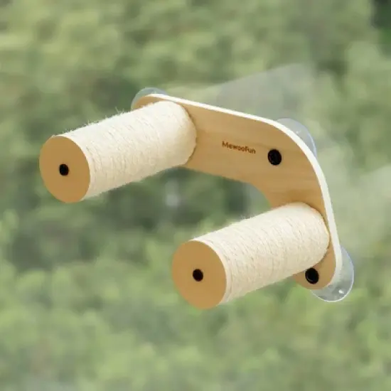 Mewoofun Pet Beds Cat Wall Shelves Wall Mounted Steinway Cat Step Double Cat Furniture Climbing Frame with Suction Cup, Brown, 14.96"*7.28"*4.72" image {2}