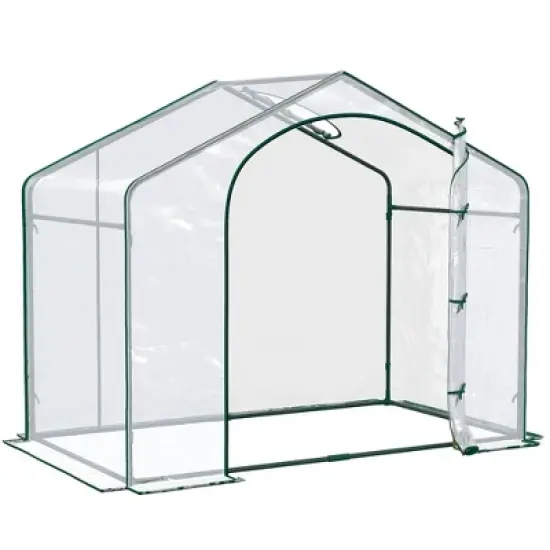 Outsunny 71'' x 39'' x 66'' Walk In Greenhouse Portable Hot House for Plants with Zippered Door and Top Window for Outdoor, Garden, Patio, PVC Cover image {3}