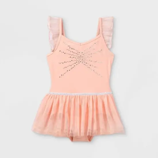 Girls' Dancewear Cami Flutter Sleeve Leotard with Skirt - Cat & Jack&trade; Pink image {2}