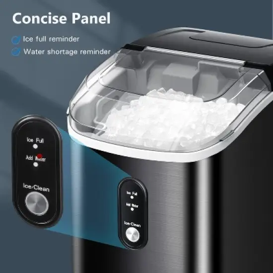 R.W.FLAME Nugget Ice Makers Countertop, Stainless Steel, 35 lbs/Day,  Soft Chewable Pellet Ice, Self-Cleaning, One-Click Operation,  Silver/Black image {5}