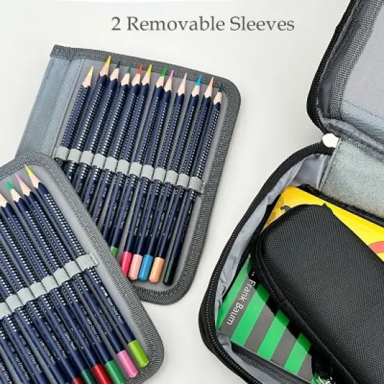 Wrapables Large Capacity 72 Slot Pencil Case for Colored Pencils, Stationery Pouch, Black image {4}