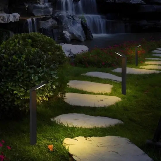C Cattleya 21" Low-voltage Black Aluminum LED Landscape Path Lights with Frosted Glass Shade(10-Pack) image {3}