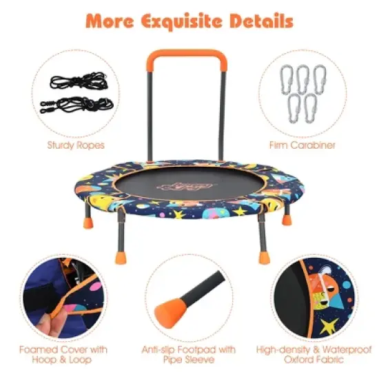 36''Convertible Swing & Trampoline Set Toddler Kids Fitness Rebounder W/Handrail image {4}