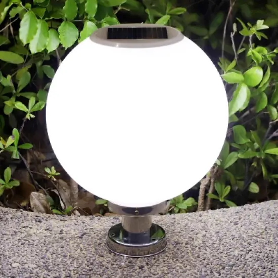 Techko Maid Solar Sphere Outdoor Pillar Light with Remote White image {1}