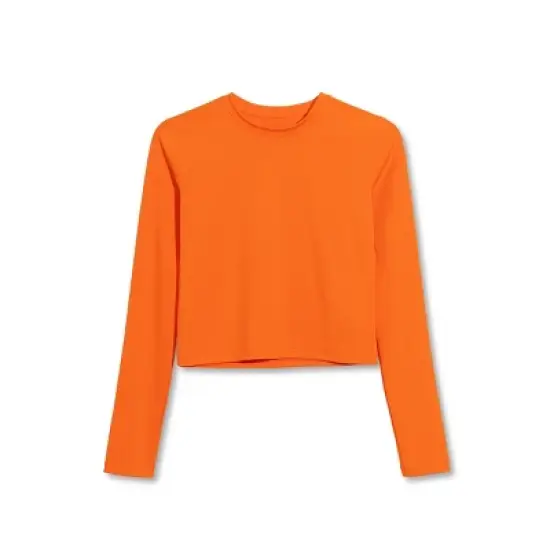 Liberty & Justice Women's Long Sleeve Cropped Rash Guard - Orange image {2}