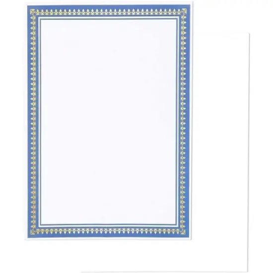 Best Paper Greetings 50 Pack Blank Award Certificate Sheets, Blue/Gold Border for Printing Graduation Diploma Paper, White, 8.5 x 11 inch image {4}