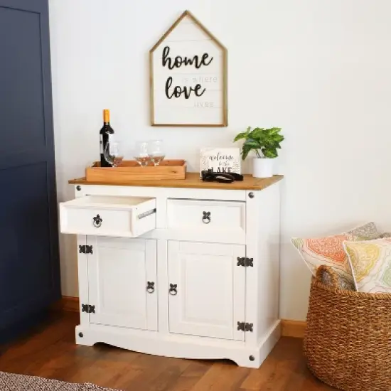 Sunnydaze Kitchen Sideboard Cabinet with 2 Drawers and 2 Doors - Solid Pine Construction image {12}