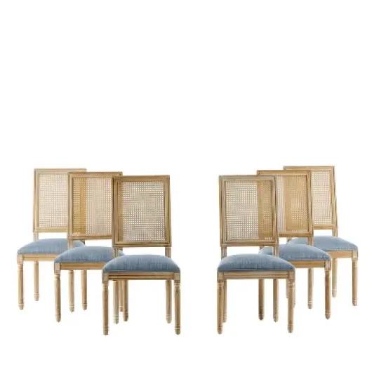 Christopher Knight Home  Brownell French Country Wood and Cane Upholstered Dining Chairs (Set of 6) image {16}